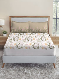 MYTRIDENT Backyard Soft Comfort Flat 210TC King Cotton 1 Bedsheet with 2 Pillow Covers
