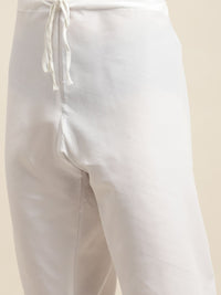 SOJANYA Lelaki White Chikankari Pure Cotton Kurta dengan Piyama & Jaket Nehru