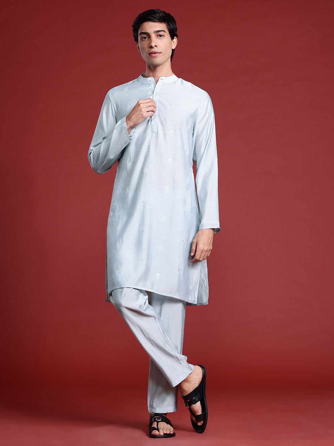 Anouk Ethnic Motifs Embroidered Regular Sequinned Kurta with Trousers