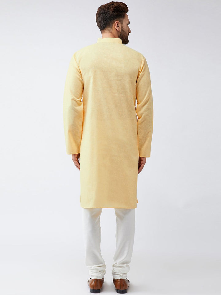 SOJANYA Lelaki Kuning Solid Kurta Lurus