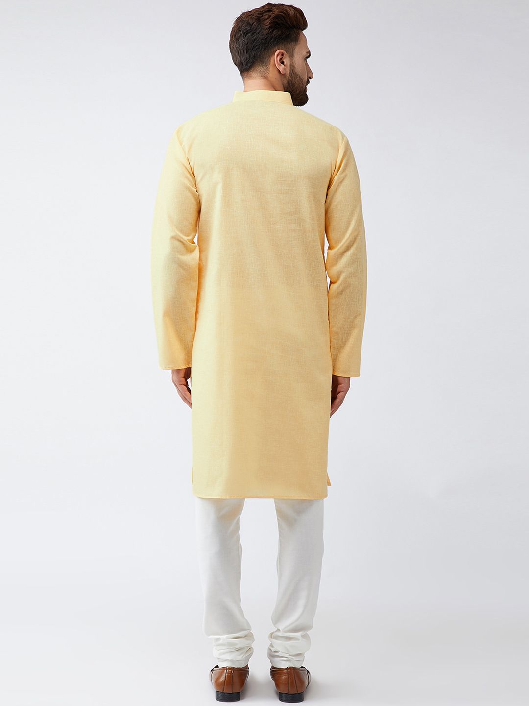 SOJANYA Lelaki Kuning Solid Kurta Lurus