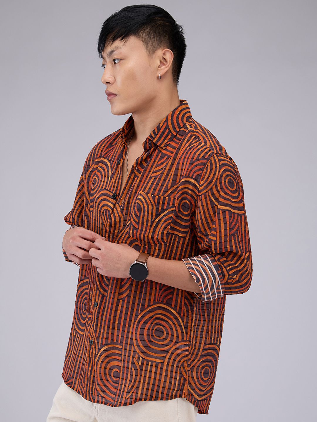 VASTRADO Men Classic Slim Fit Opaque Printed Casual Shirt