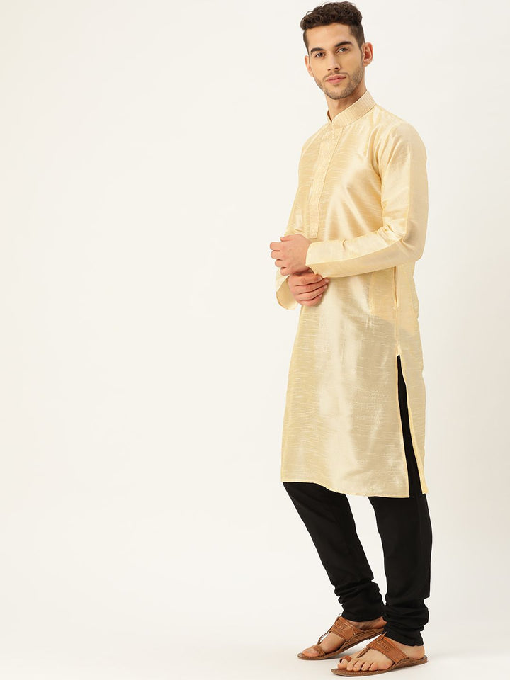 SOJANYA Men Beige Solid Straight Kurta