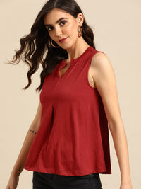 all about you Women Rust Red Solid Top