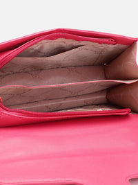 Lino Perros Women Striped Structured Sling Bag with Quilted Detail