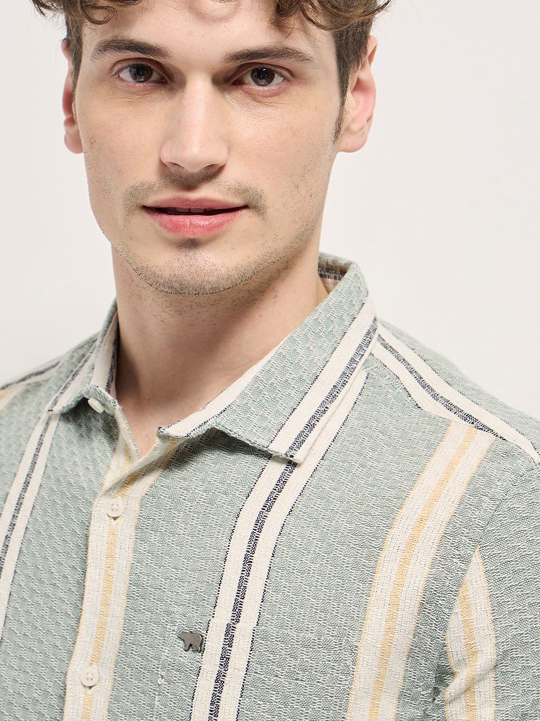 THE BEAR HOUSE Men Striped Spread Collar Slim Fit Casual Shirt