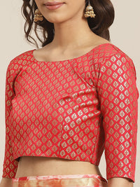 Saree mall Red & Peach-Coloured Woven Design Banarasi Saree