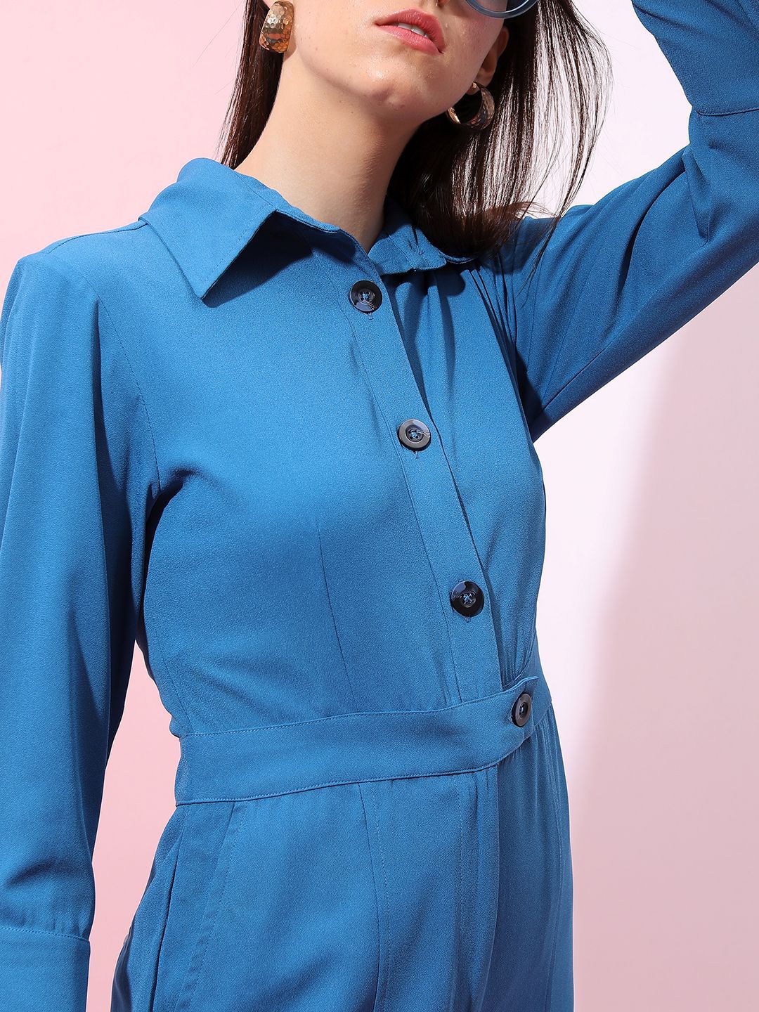 Tokyo Talkies Women Solid Three-Quarter Sleeves Basic Jumpsuit