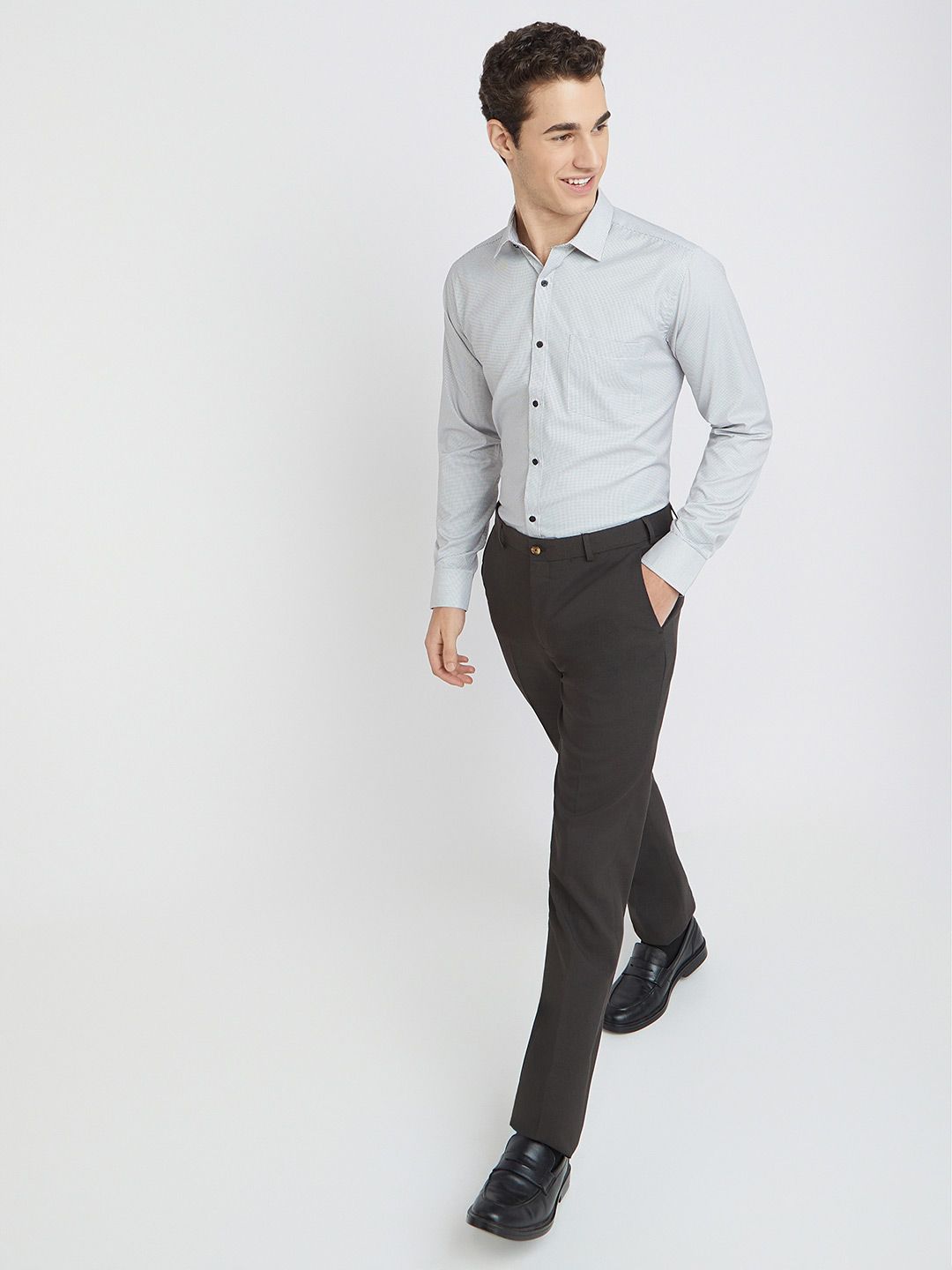 Park Avenue Self Design Slim Fit Textured Formal Shirt