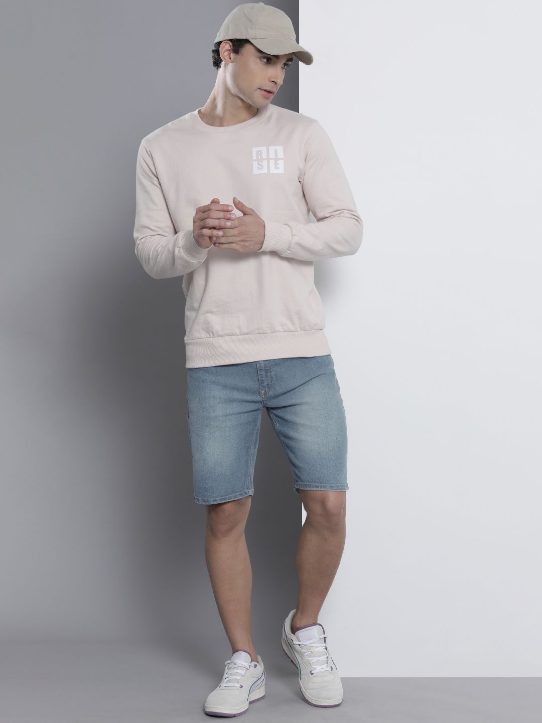 The Indian Garage Co Men Blue Slim Fit Denim Shorts