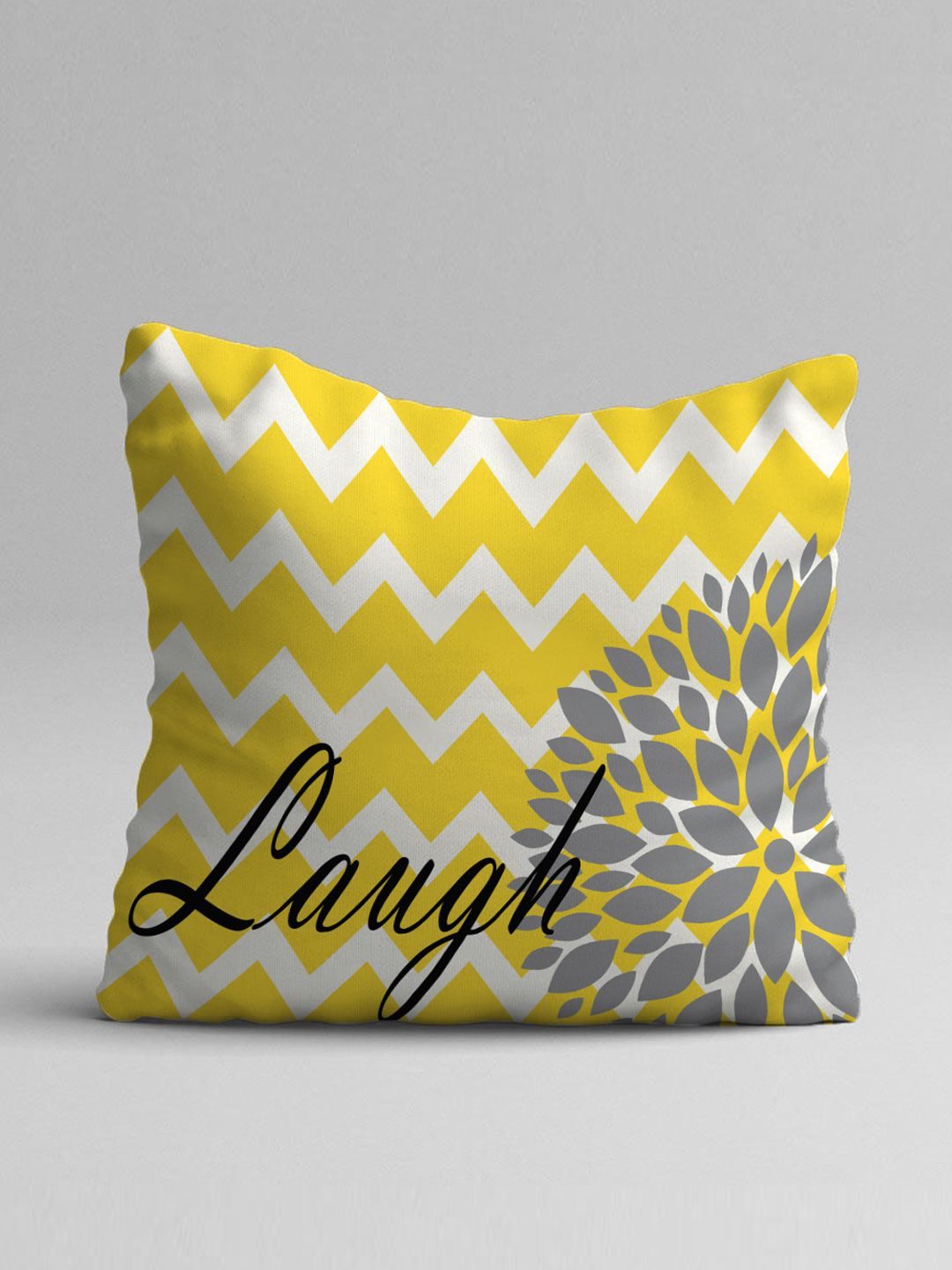 STITCHNEST Yellow & Grey Set of 2 Ethnic Motifs Square Cushion Covers