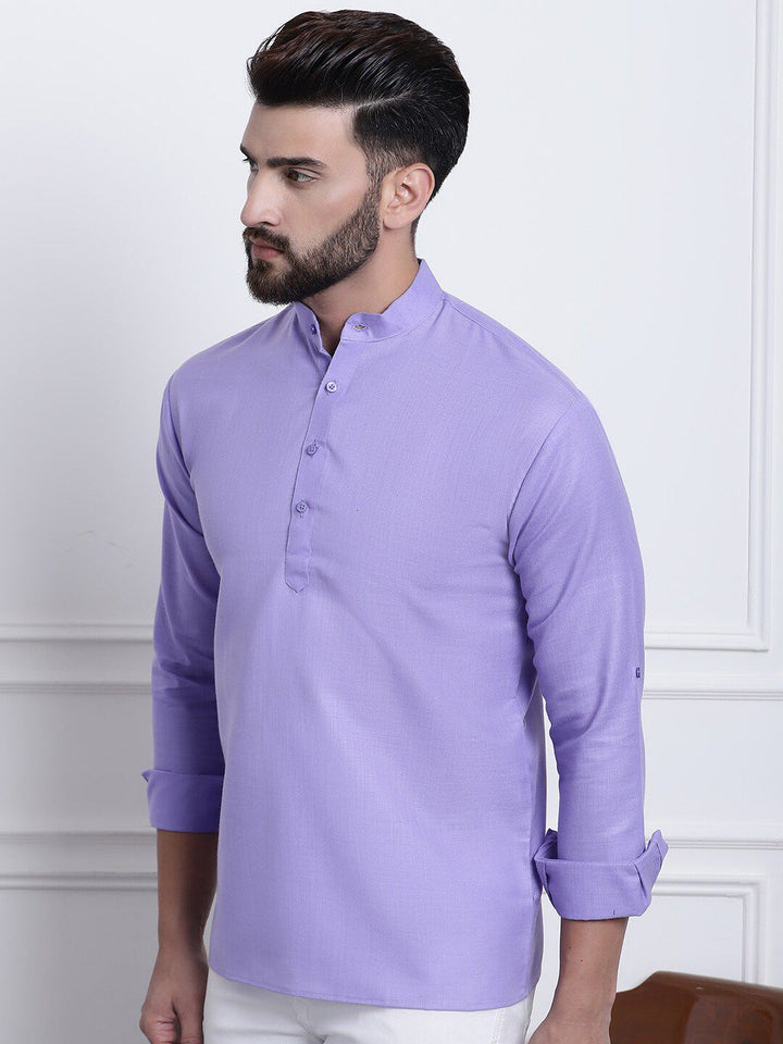 SOJANYA Mandarin Collar Roll Up Sleeves Kurta