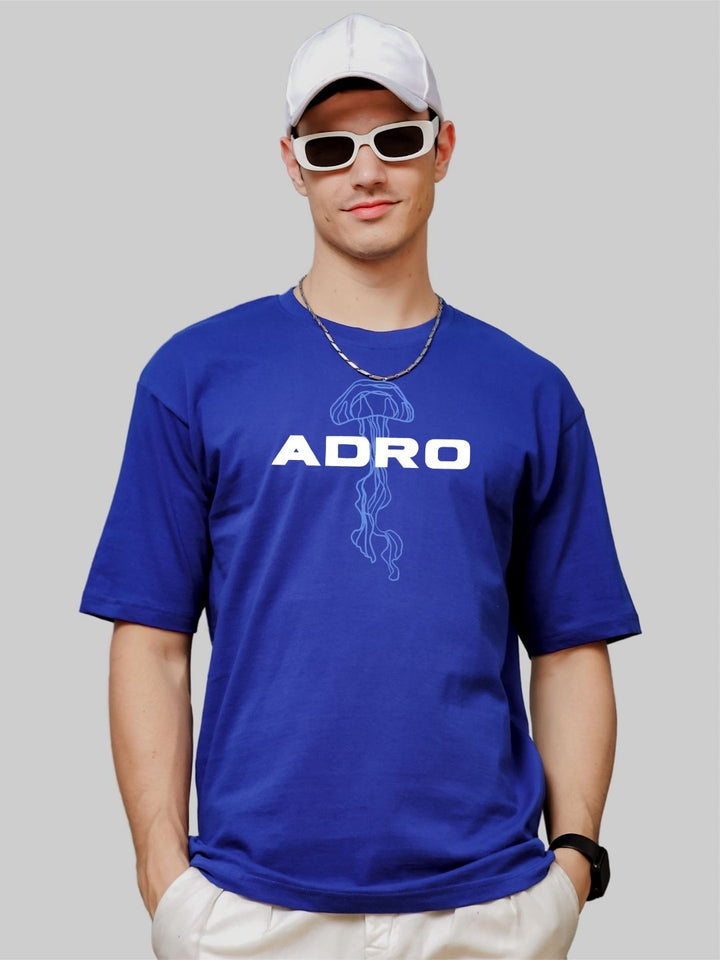 ADRO Lelaki Graphic Printed Drop-Shoulder Sleeves Cotton Oversized T-shirt