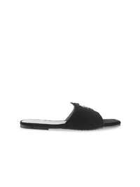 Metro Women Black Embellished Open Toe Flats