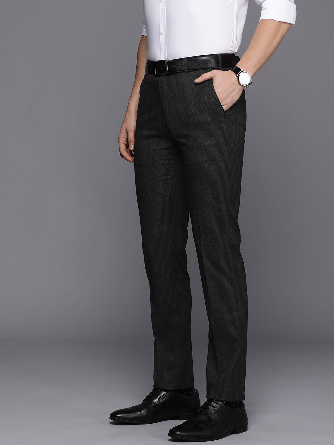 Raymond Men Checked Slim Fit Formal Trousers