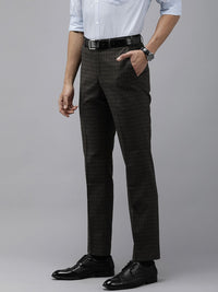 Park Avenue Men Mid-Rise Checked Smart Trousers
