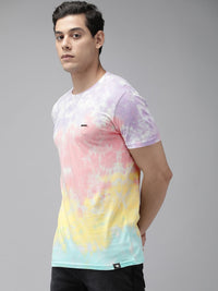 THE BEAR HOUSE Men Pink & Yellow Tie and Dye Pure Cotton Slim Fit T-shirt