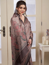 Saree mall Brown & Sea Green Ethnic Motifs Printed Silk Sarees