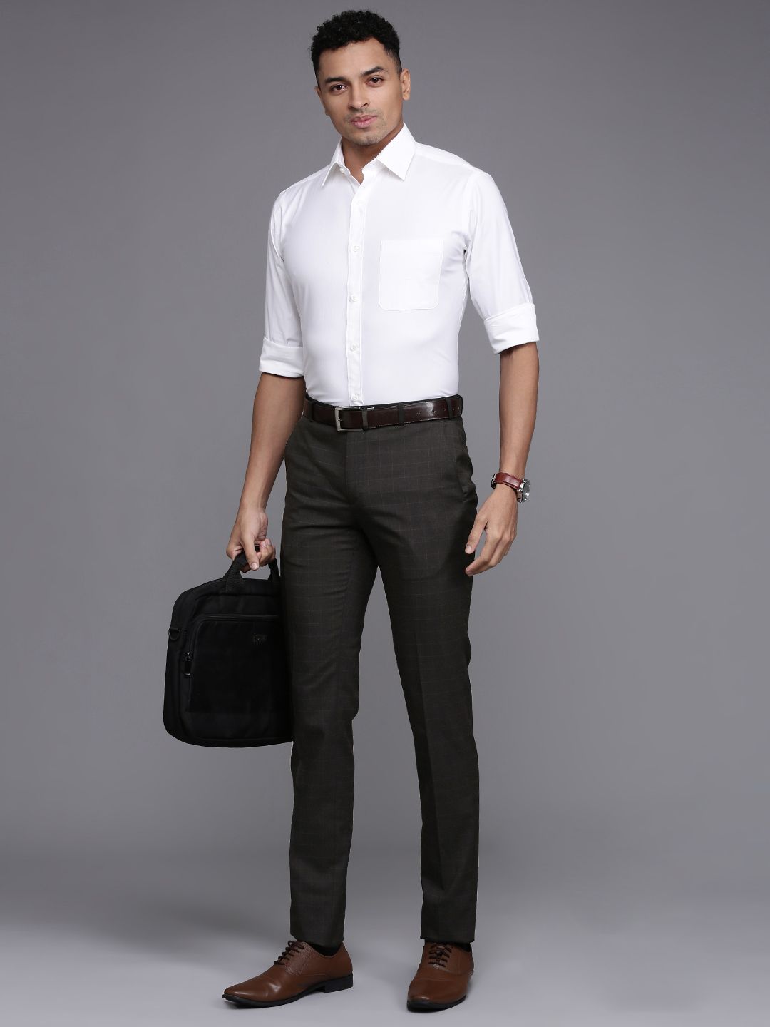 Raymond Men Checked Slim Fit Formal Trousers
