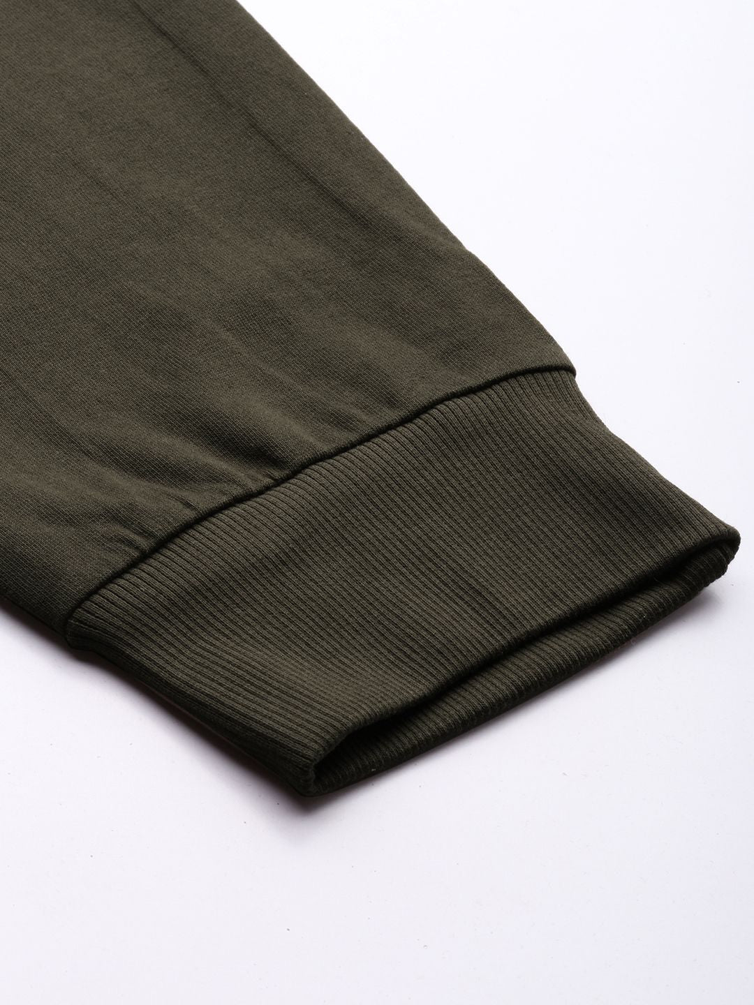 The Indian Garage Co Men Olive Green Solid Straight Fit Joggers With Printed Detailing