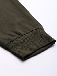 The Indian Garage Co Men Olive Green Solid Straight Fit Joggers With Printed Detailing