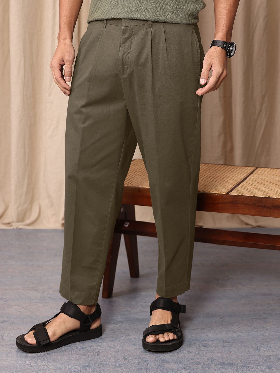 Mr Bowerbird Men Oversized Fit Pleated Trousers
