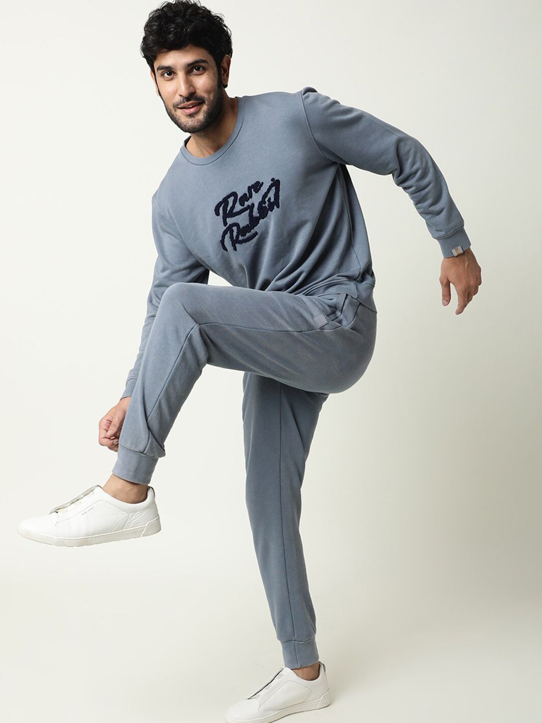 RARE RABBIT Men Fern Slim Fit Embroide Sweatshirt