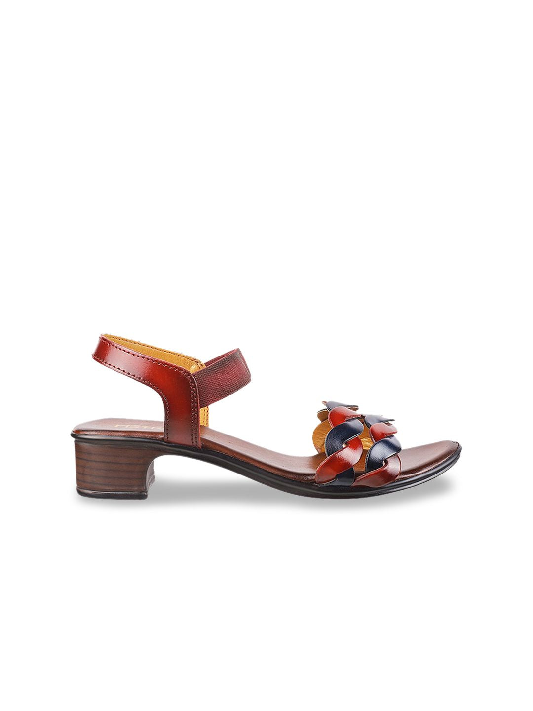 Metro Maroon & Blue Leather Block Sandals