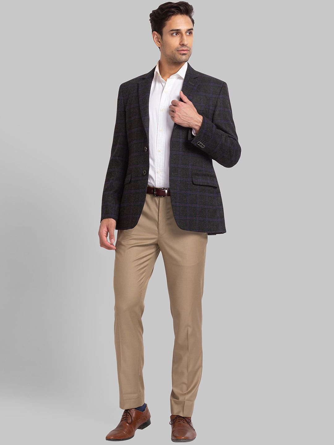 Park Avenue Men Checked Single-Breasted Formal Blazer