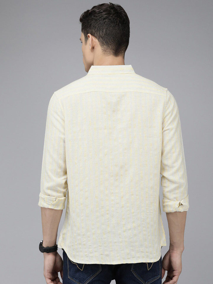 THE BEAR HOUSE Striped Spread Collar Slim Fit Opaque Casual Shirt