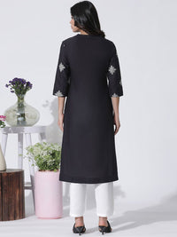 W Floral Embroidered Thread Work Kurta with Trousers