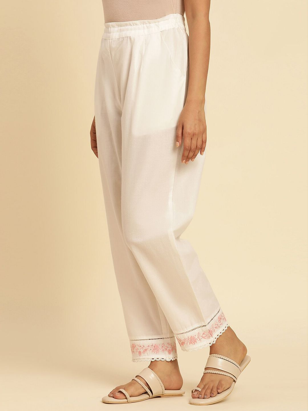 W Women Straight Fit Pure Cotton Ethnic Trousers