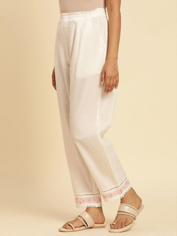 W Women Straight Fit Pure Cotton Ethnic Trousers