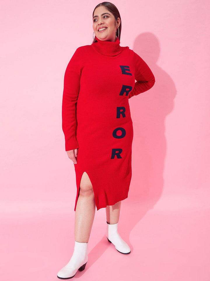 CURVY STREET Typography Printed Sheath Midi Dress
