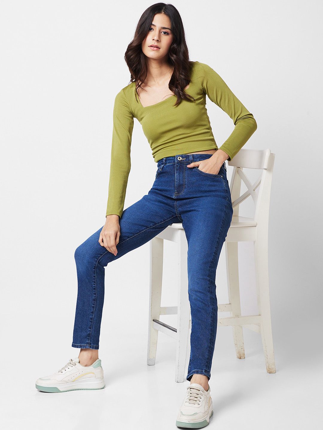 SPYKAR Women Slim Fit High-Rise Light Fade Stretchable Jeans