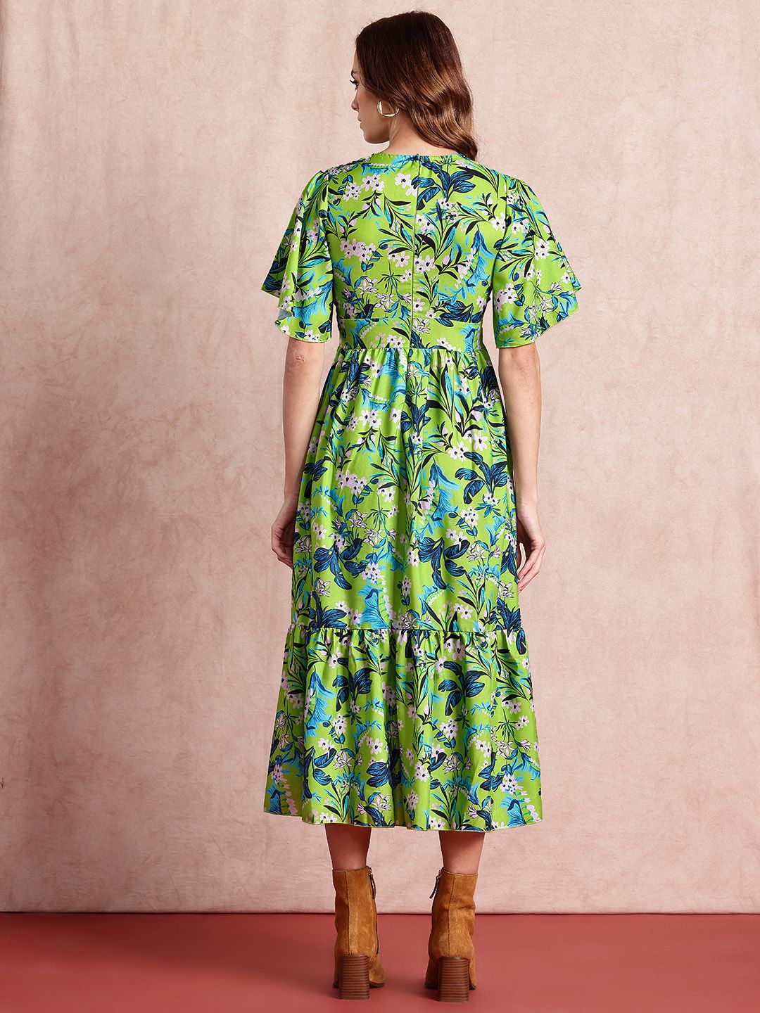all about you Floral Print Flared Sleeve Fit & Flare Midi Dress