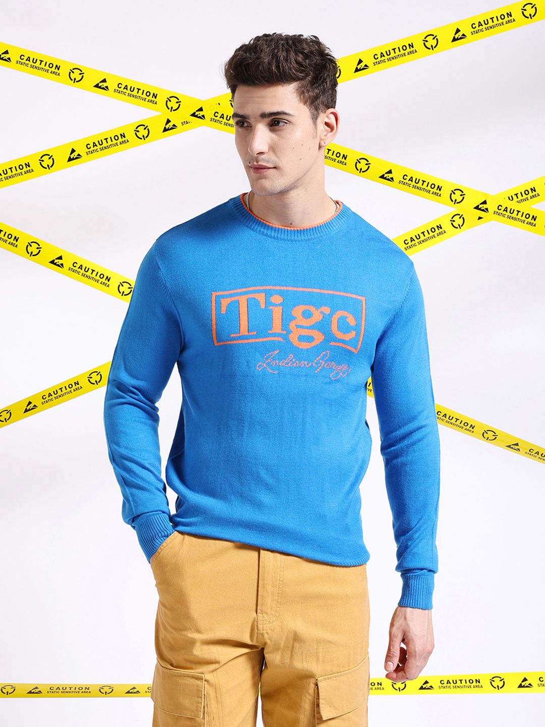The Indian Garage Co Typography Printed Pullover Acrylic Sweater