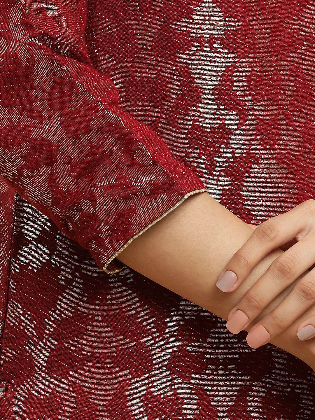 W Festive Floral Print Rayon Kurta With Straight Pant