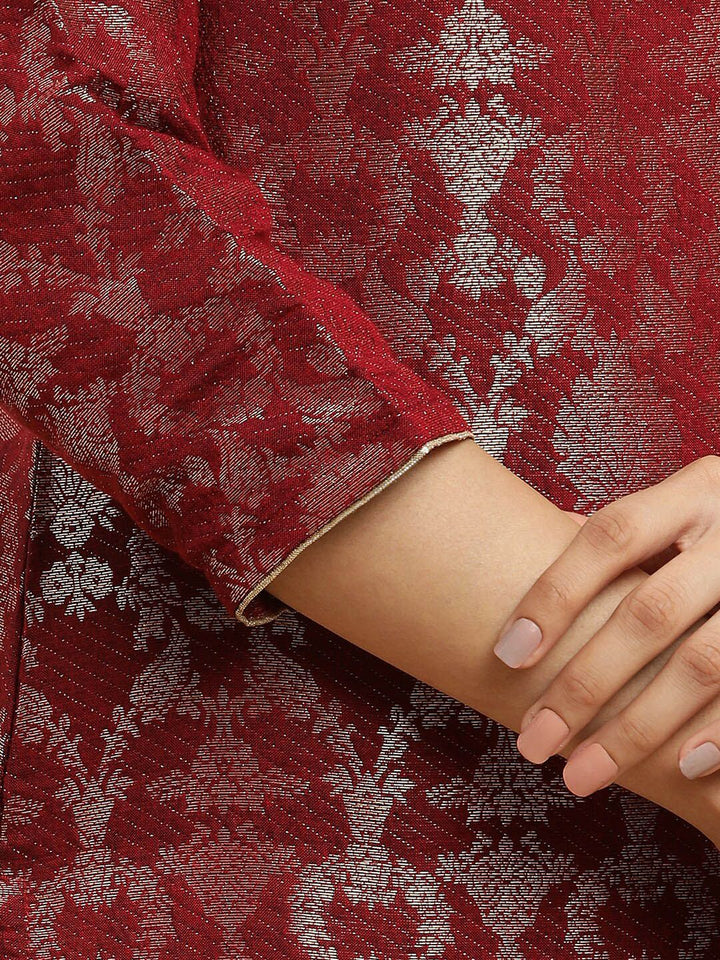 W Festive Floral Print Rayon Kurta With Straight Pant