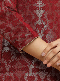 W Festive Floral Print Rayon Kurta With Straight Pant