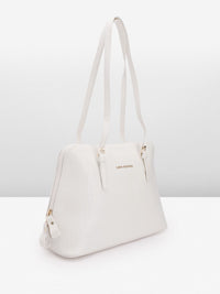 Lino Perros White Croc Textured Structured Shoulder Bag