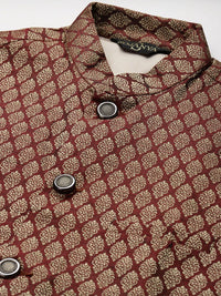SOJANYA Men Cream Kurta dengan Jaket Churidar & Nehru