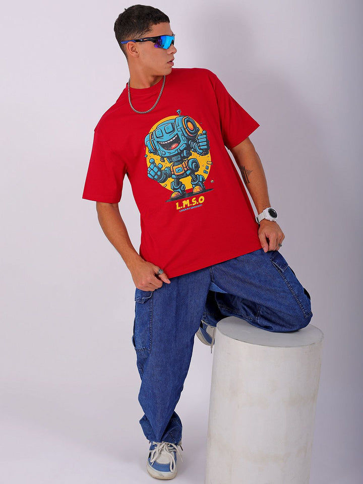 The Indian Garage Co Men Typography Printed Boxy Oversized T-shirt