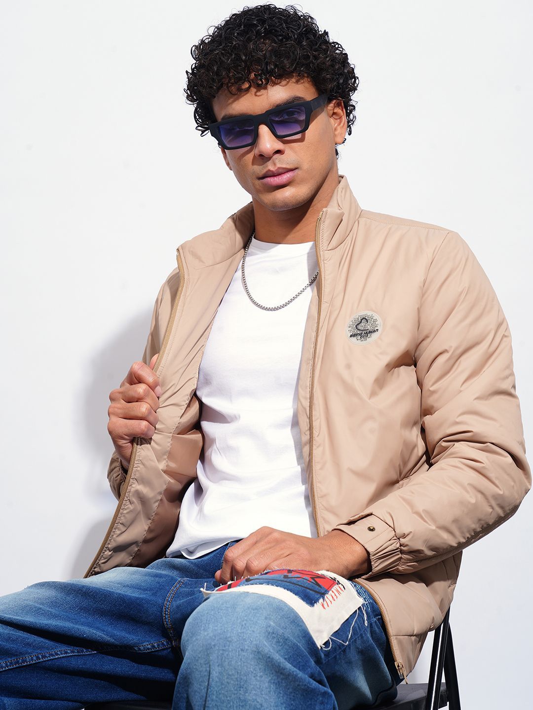 Being Human Men Mock Collar Solid Casual Bomber Jacket