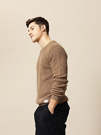Mr Bowerbird Men Beige Tailored Fit Solid Pullover