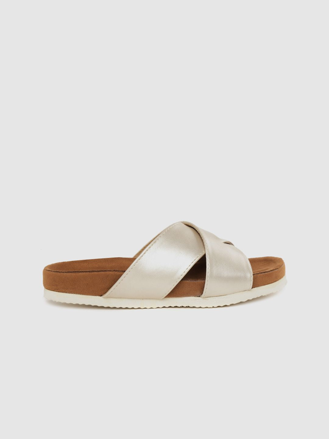 DressBerry Women Gold-Toned Solid Open Toe Flats