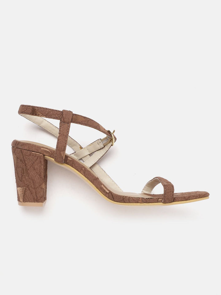 DressBerry Women Textured Block Heel Sandals