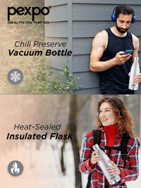 Pexpo Extreme Silver ISI Certified Thermosteel Hot & Cold Insulated Water Bottle 830ml