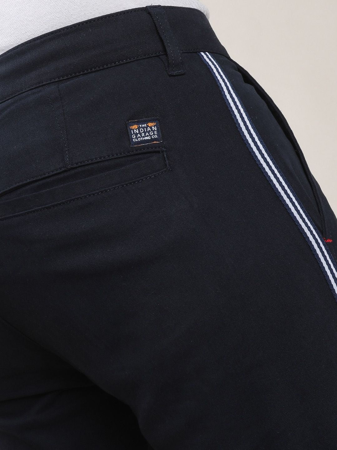 The Indian Garage Co Men Navy Blue Slim Fit Solid Chinos