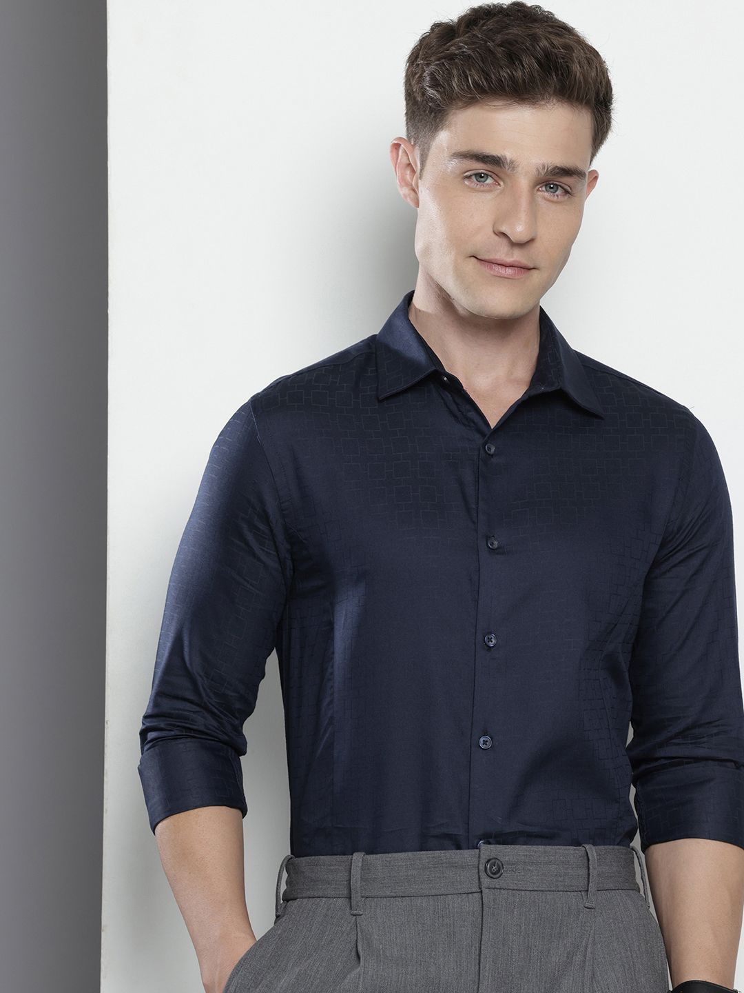The Indian Garage Co. X Luxe Slim Fit Printed Formal Shirt